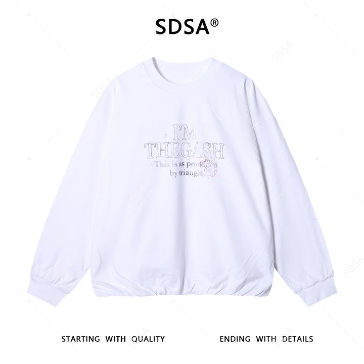 SDSA秋冬新款痞帅男装美式撞色印花字母圆领卫衣老钱风时尚上衣