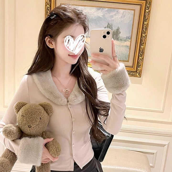 貂系美人  拼接针织上衣