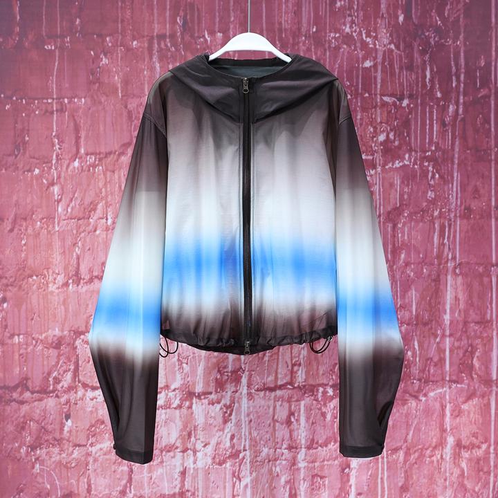 【亮哥女装】2025夏季欧版三色渐变段染时尚冰丝网纱防晒衣7767A