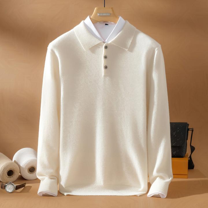 【不议价】男士330克纯山羊绒衫POLO领毛衣商务休闲长袖针织套头衫