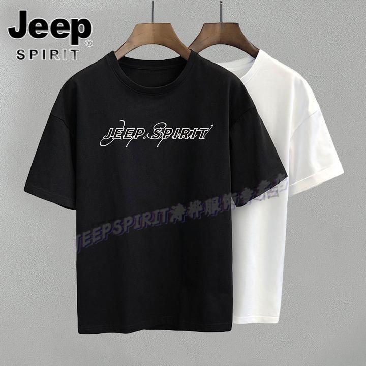 Jeep吉普纯色短袖t恤夏季重磅宽松潮牌圆领潮流内搭打底男士体恤