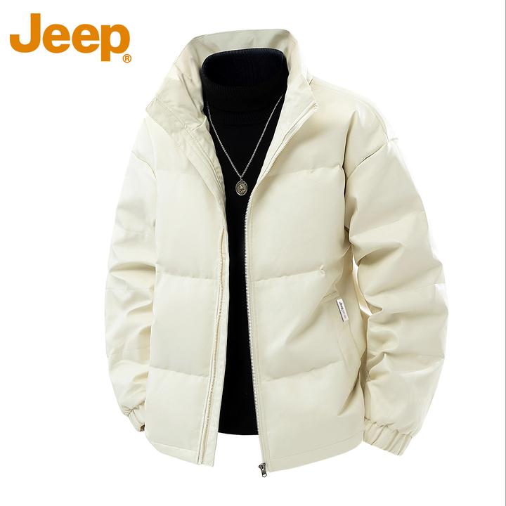 JEEP吉普pu皮立领羽绒服男款2025冬季新款宽松防寒保暖休闲外套男