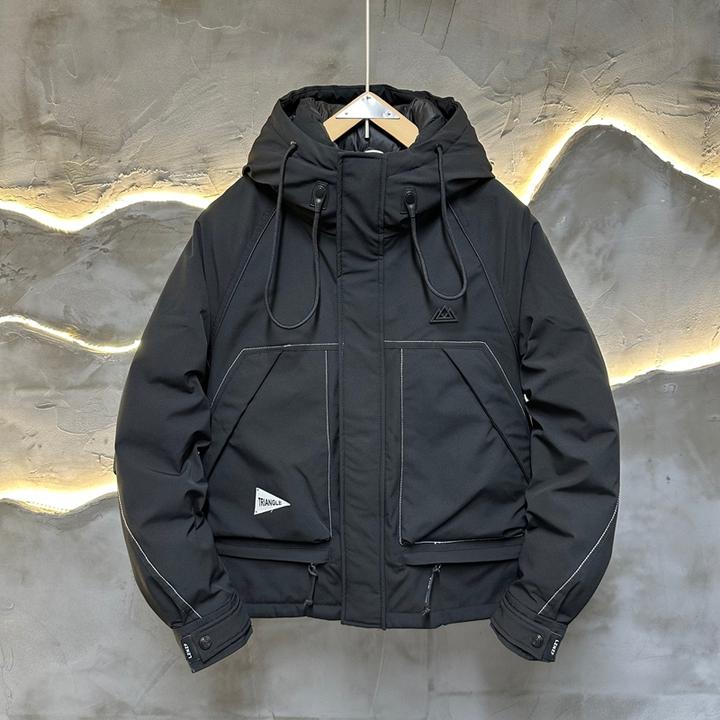 2025冬季新款男士连帽羽绒服时尚百搭休闲上衣潮流保暖冲锋衣外套