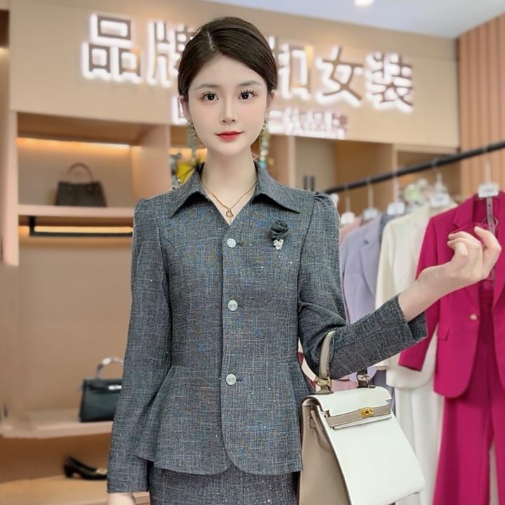 【纪朵研】8087#气质套装女2025秋季新款时尚洋气上衣阔腿裤两件套
