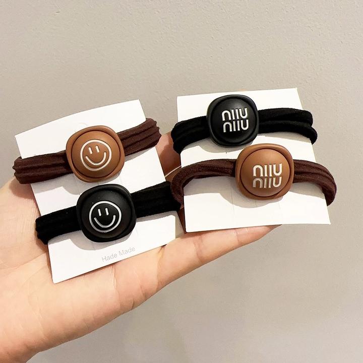 秋冬可爱笑脸发圈简约高弹力扎马尾头绳发绳毛巾圈发饰皮筋发饰
