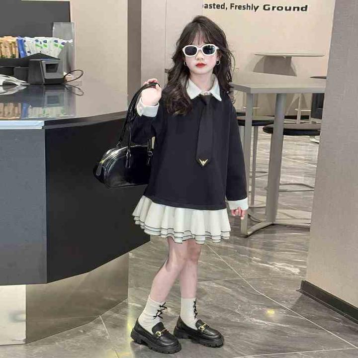 女童连衣裙秋装2025新款儿童学院风裙子春秋季女孩大童礼服裙洋气