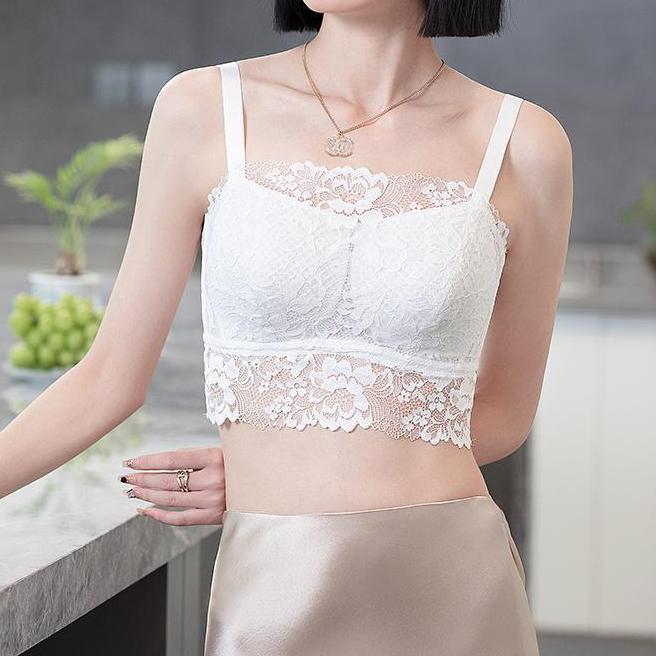 女大胸显小蕾丝吊带美薄款文胸防下垂收副乳抹胸吊带