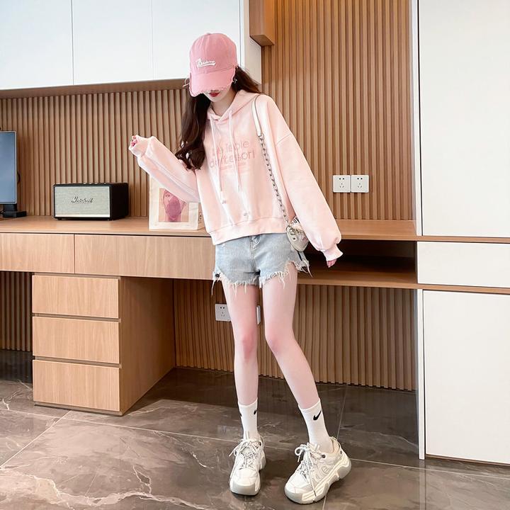 春秋长袖卫衣女连帽休闲百搭小个子韩版宽松显瘦设计感网红上衣
