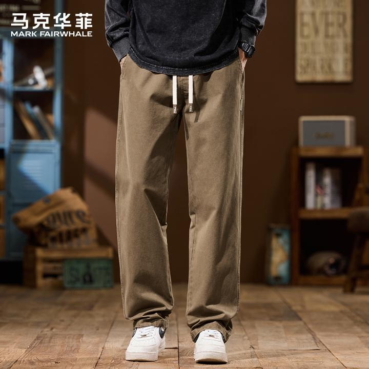 马克华菲纯棉休闲裤男士2025秋季新款宽松直筒美式潮牌百搭长裤子