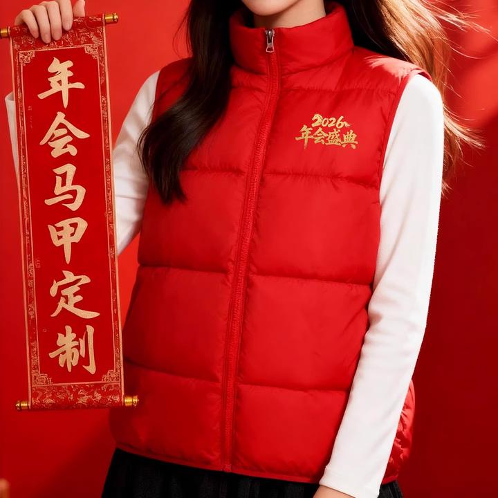 2026马年会红马甲工作服定制印logo企业年终庆典活动团体工装背心