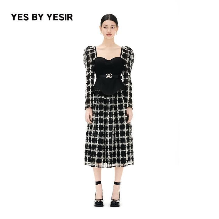 YES BY YESIR叶谦设计师品牌黑金派对胸衣连衣裙