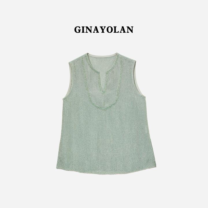 GINAYOLAN/瑾颜【太阳女神】意大利进口面料春夏女士无袖高定马甲