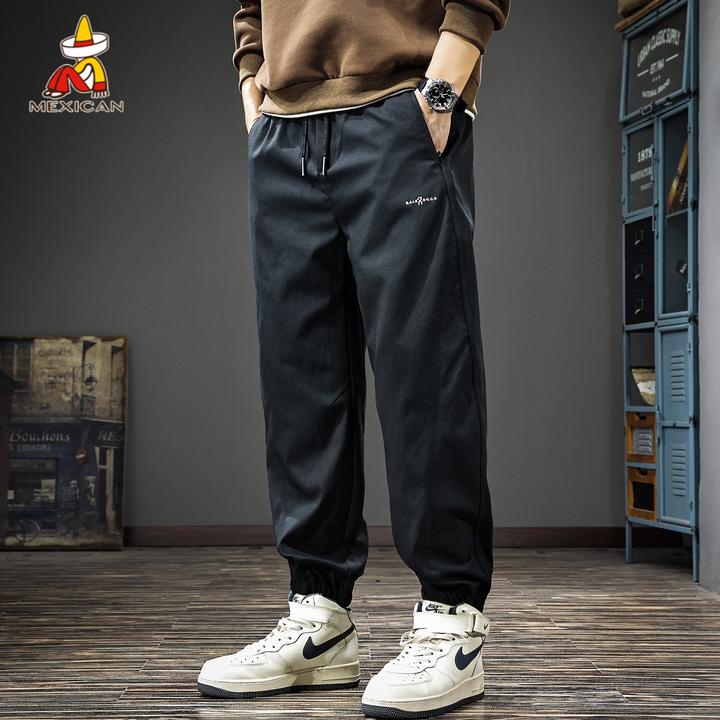 Mexican/稻草人美式户外束脚休闲裤男款春季哈伦长裤男士伞兵裤子