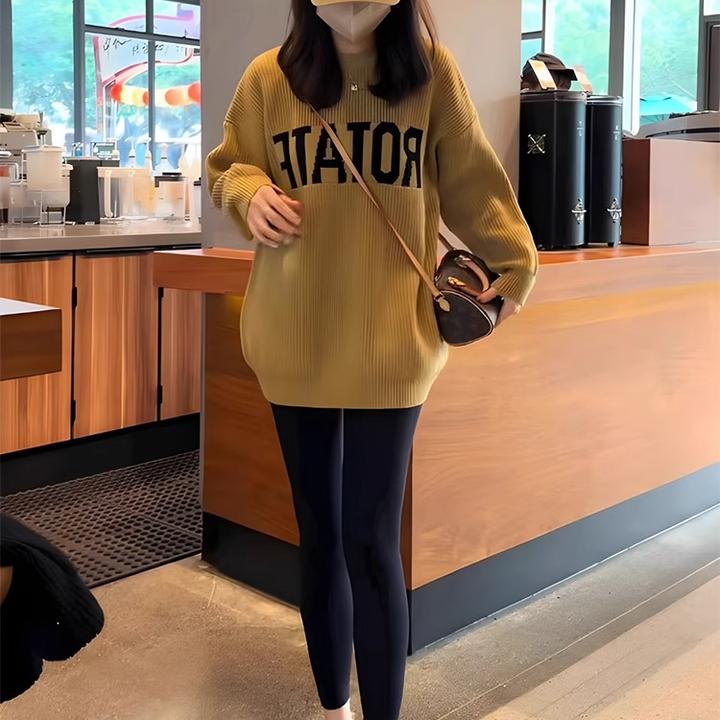 初秋季新款小个子穿搭一整套女时尚高级感字母印花针织上衣两件套