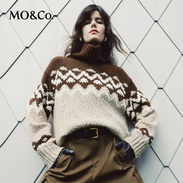 MOCO毛衣2025冬新品意大利精工绵羊毛厚实费尔岛花纹MBE4SWT079
