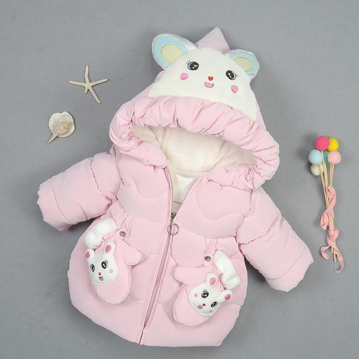 女童棉服新款韩版洋气小童加厚保暖公主外套儿童连帽短款棉衣