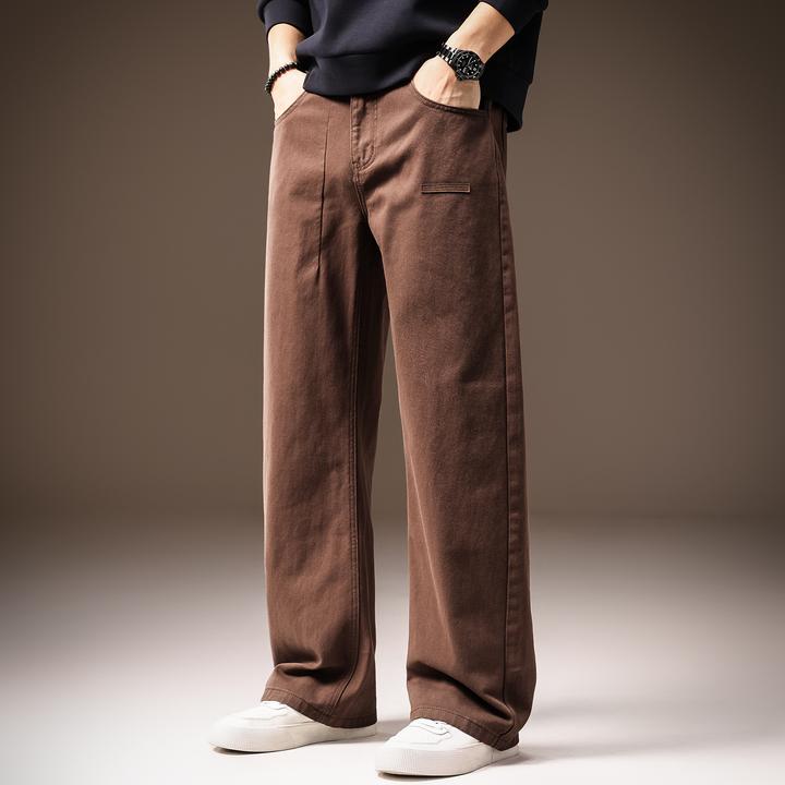 U&PURA高端美式复古做旧水洗休闲裤男秋季新款宽松简约阔腿直筒