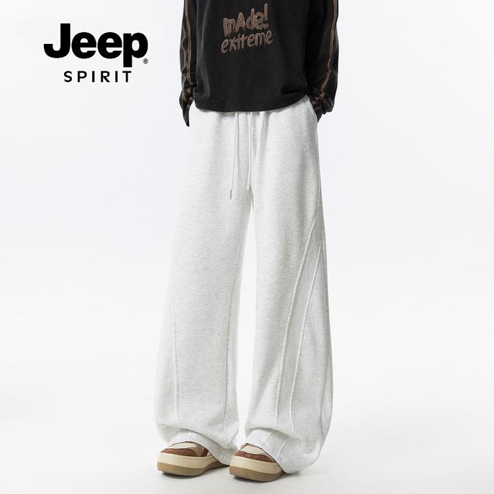 JEEPSPIRIT美式高街弯刀休闲裤子男秋潮牌运动卫裤重磅垂感直筒