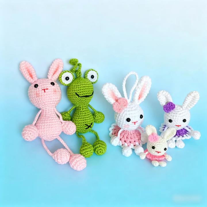 （成品）网红最新款青蛙兔子玩偶手工编织丑萌礼物包包生日礼物挂件