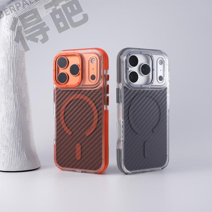得葩半透碳纤纹用于苹果17promax磁吸手机壳iphone16华为mate60