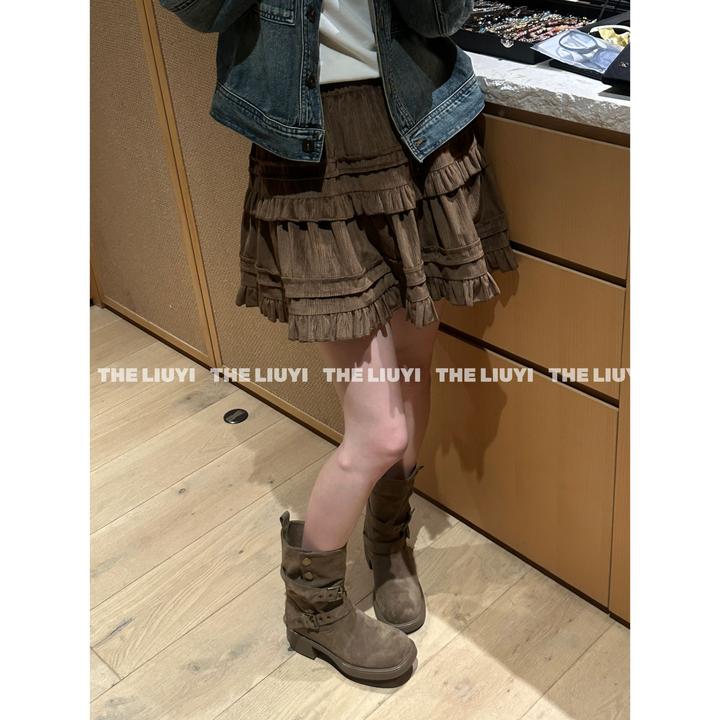 【LIUYI】心动裙~甜美减龄灯芯绒短裙蛋糕裙58264