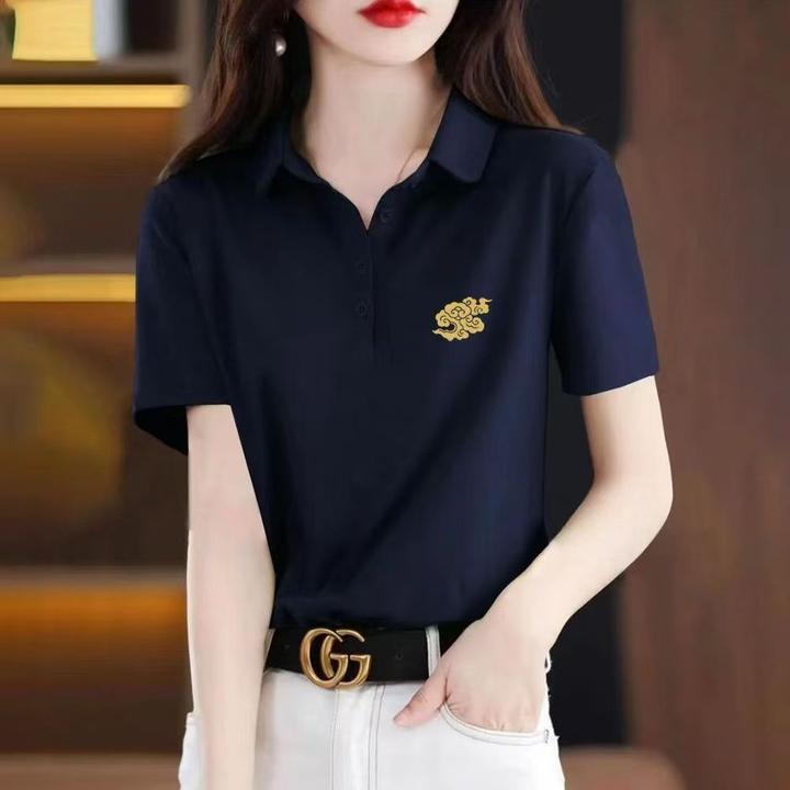 LOzPpolo领短袖t恤女2025年夏季新款宽松显瘦休闲百搭体恤衫上衣