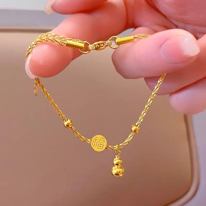 钛钢手链复古金色钛钢女款气质饰品轻奢小众民族风葫芦百搭简约