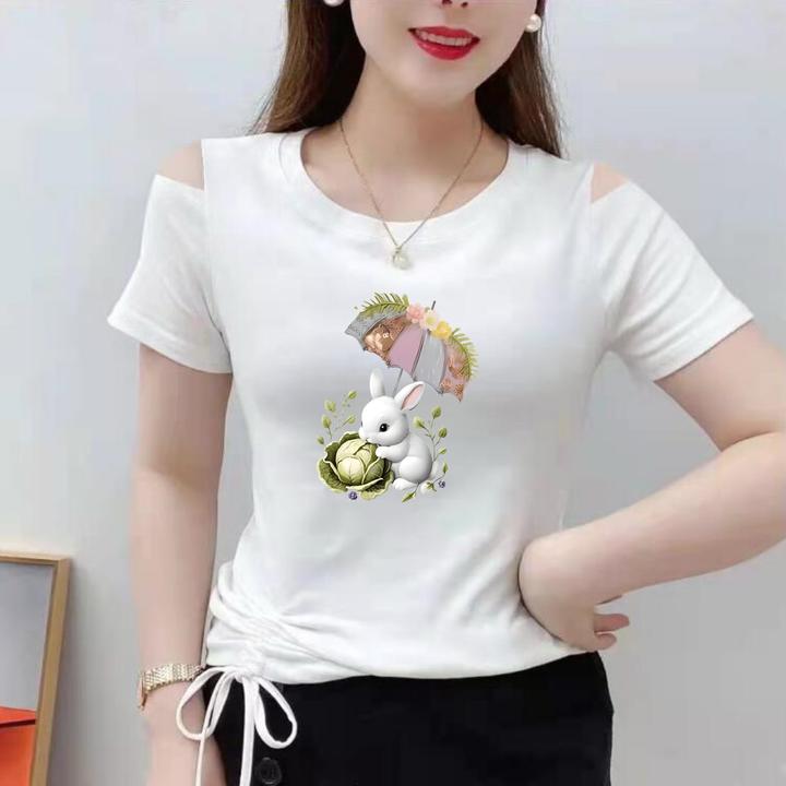 新款夏装大码女装纯棉短袖t恤女修身半袖正肩体恤洋气上衣女士