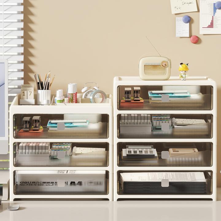 抽屉式笔筒桌面分格置物架化妆品收纳盒化妆刷收纳筒防灰尘梳妆台