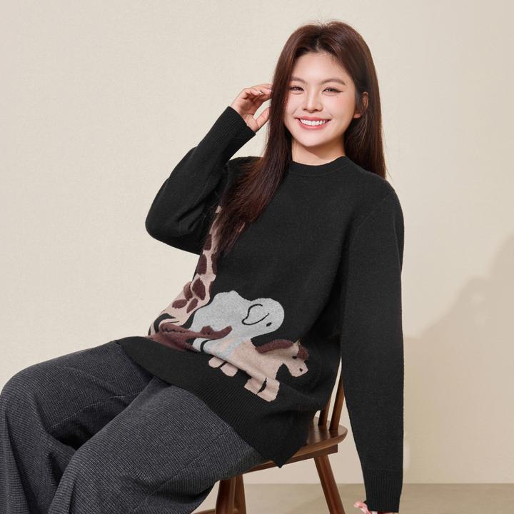 【48支安哥拉纤绒纱】MsShe大码女装2026冬装卡通提花毛衣Q2601017