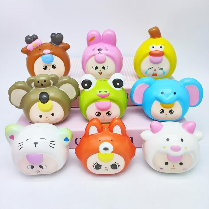 网红娃三岁发泄减压捏捏乐慢回弹卡通公仔玩具摆摊用网袋可爱公仔