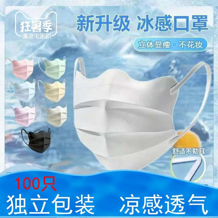 秋冬蝶形一次性高颜值口罩独立包装透气保暖显瘦宽扁耳绳不勒耳