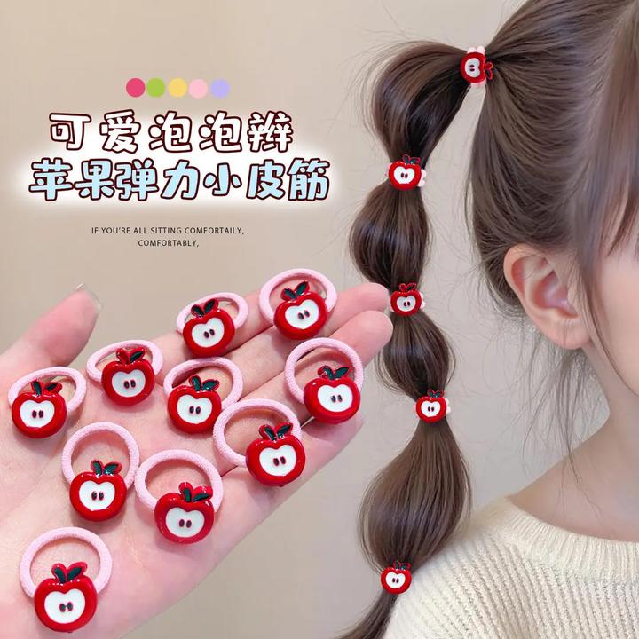 10根装新款可爱红色系草莓苹果薯条儿童发圈宝宝拇指圈扎头小皮筋