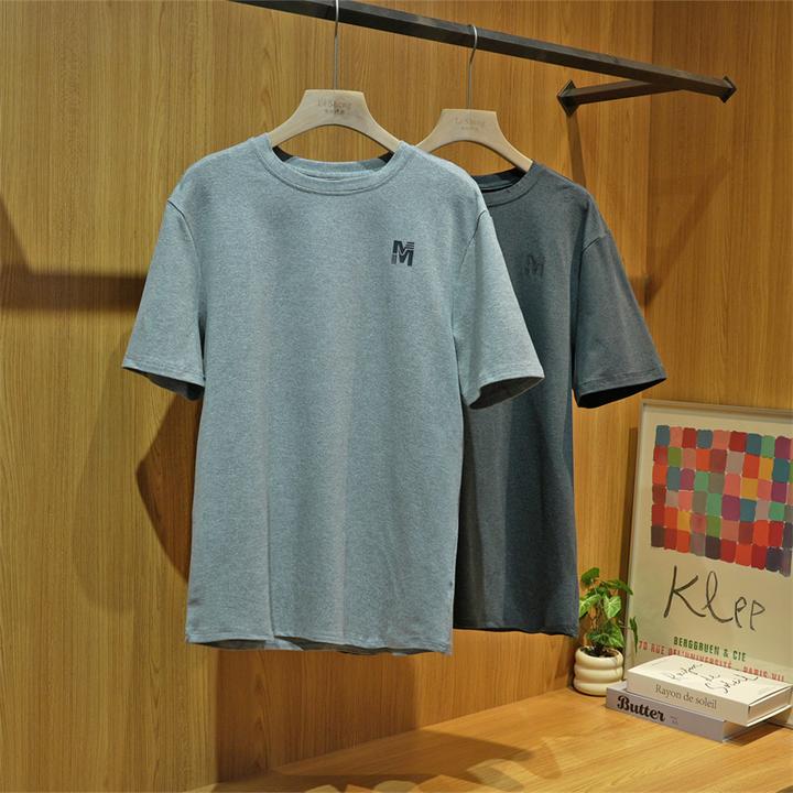 夏季男士宽松舒适亲肤透气弹力短袖T恤圆领百搭休闲印花体恤Z1618