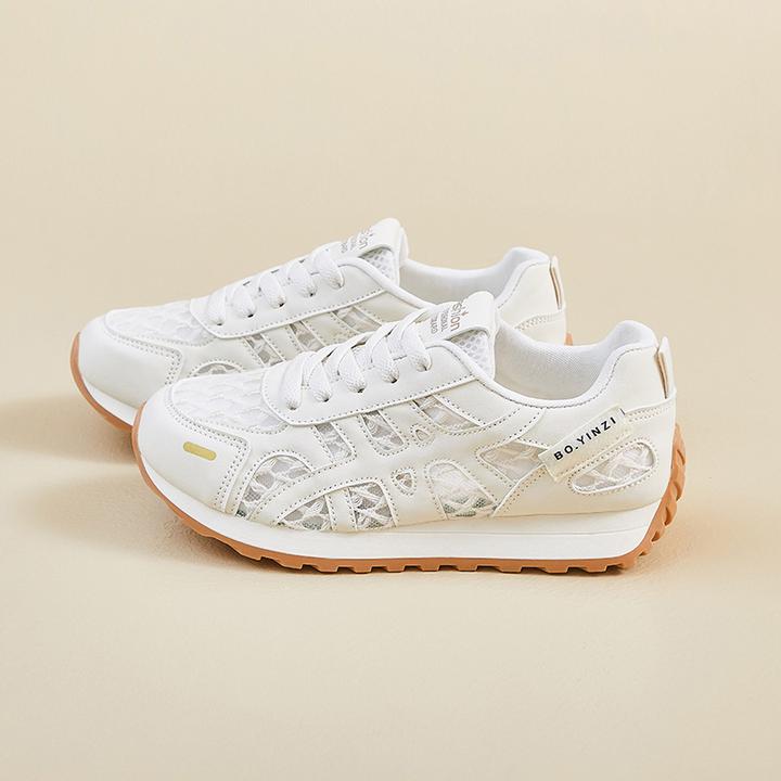 德训小白鞋女网面透气2025夏季新款百搭超舒适火阿甘鞋休闲运动鞋