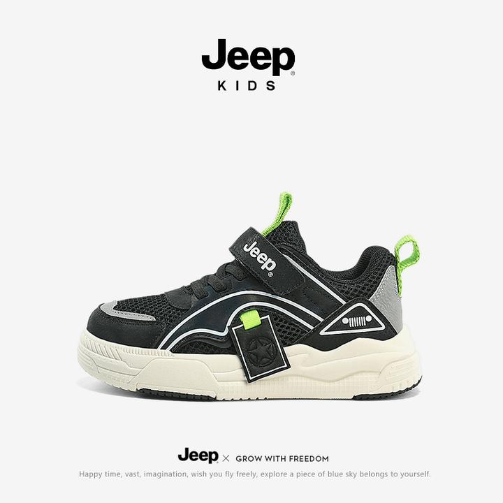 jeep儿童黑色运动鞋板鞋男童轻便透气休闲鞋2024新款女童低帮鞋子