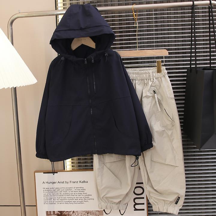 儿童冲锋衣2025新款男童春秋装连帽外套宽松工装风上衣休闲帅气潮