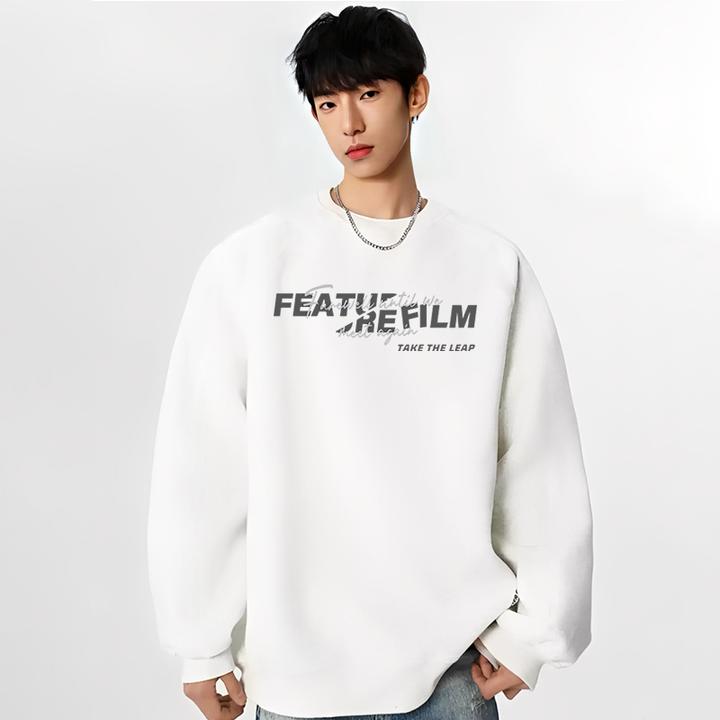 【重磅加绒420g】圆领卫衣宽松高街ins潮休闲宽松百搭小众印花加绒