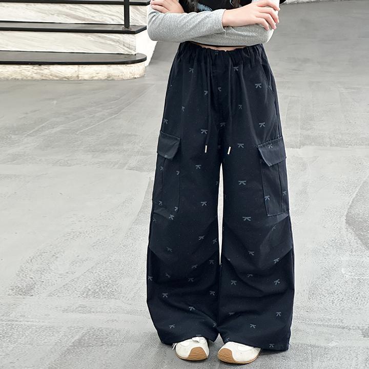 女童春秋款裤子2025新款中大童洋气时髦阔腿裤秋装儿童百搭工装裤