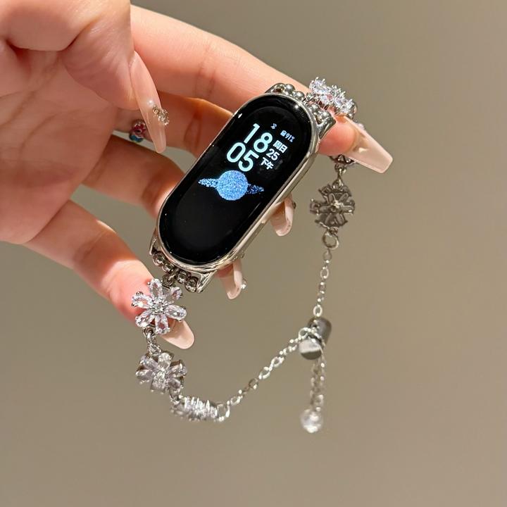 适用小米手环10/9pro表带链条版红米Watch4/8pro百搭7pro透色雪花