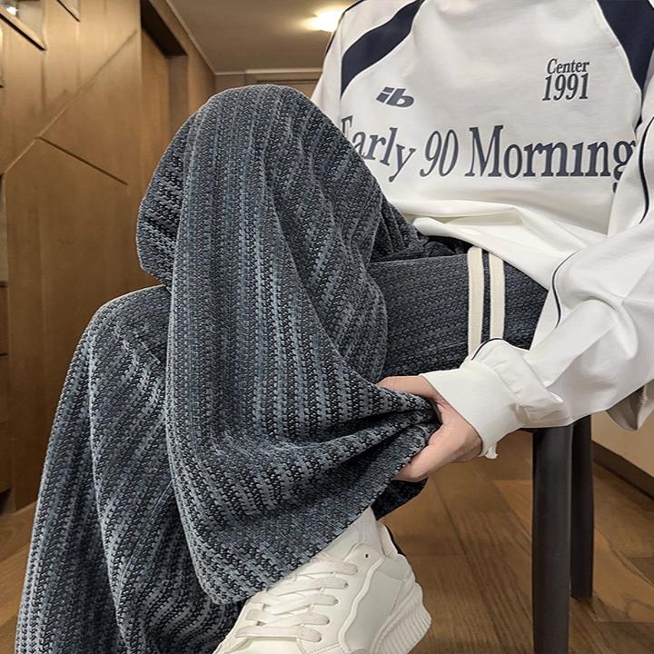 仓石一树肌理提花裤男款春秋潮牌痞帅直筒宽松垂感重磅阔腿休闲裤