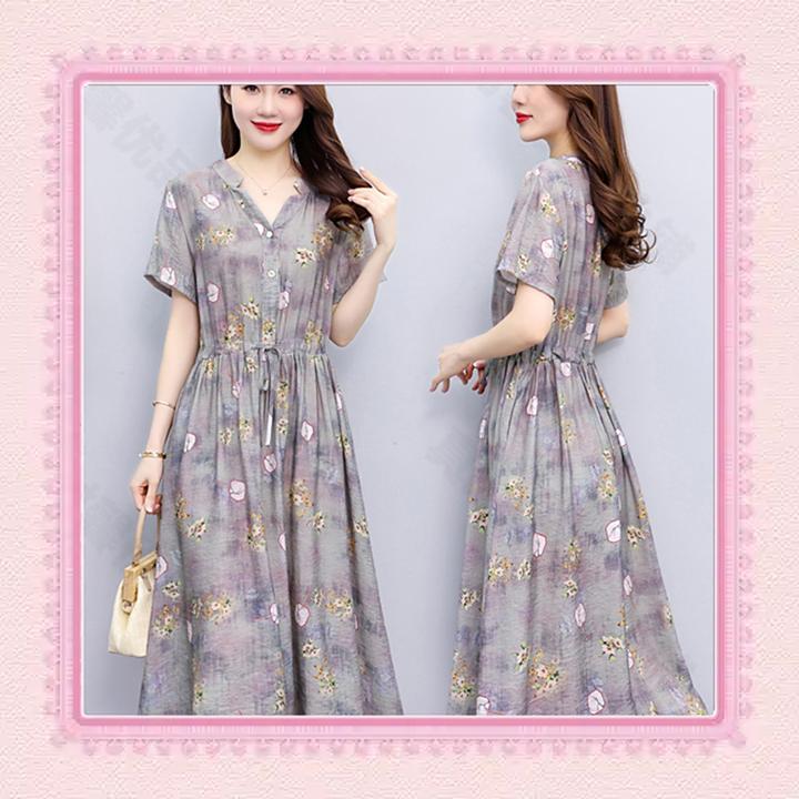 2025夏装洋气花色碎花气质印花韩版宽松夏季连衣裙女装新款女士