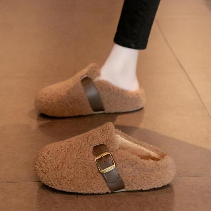 毛毛拖鞋女秋冬外穿2025年新款加绒毛毛鞋包头半拖鞋懒人时尚新拖