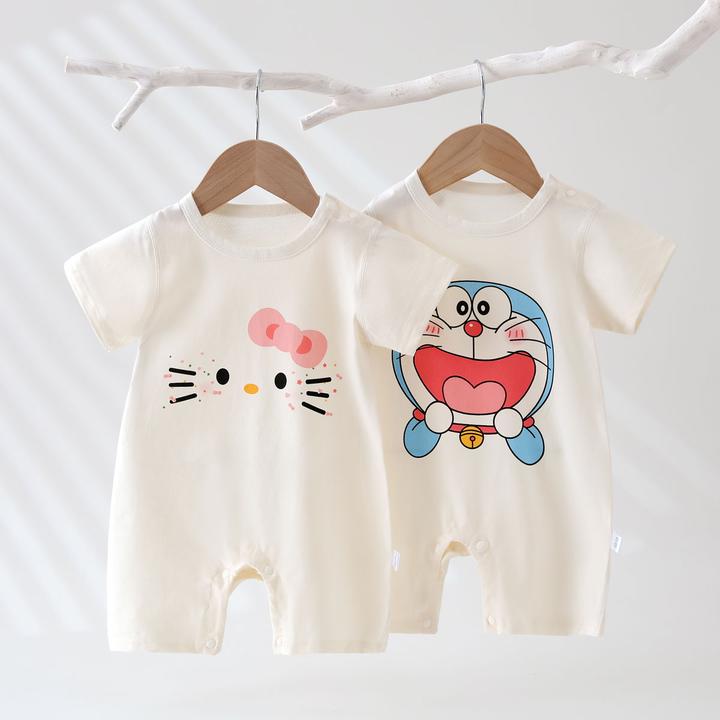 【专柜纯棉】夏季婴儿短袖连体衣新生儿薄款棉可爱卡通男女宝宝T恤