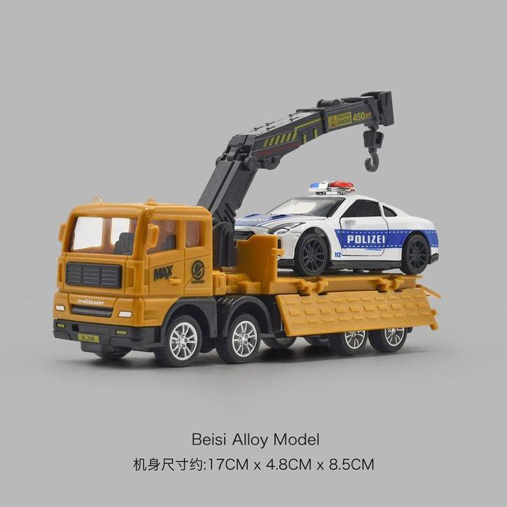 儿童工程救援拖车玩具平板道路城市清障车小汽车吊车惯性模型卡车