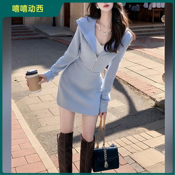 12025年卫衣裙女中长款春季年新款时尚百搭遮肉显瘦卫衣连衣裙短l