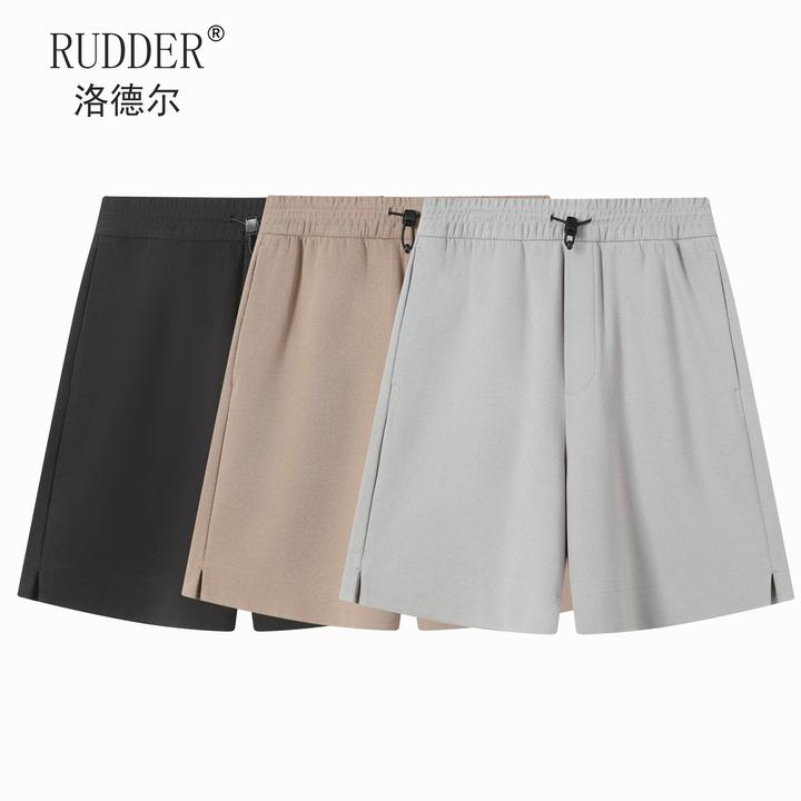 Rudder/洛德尔300g全棉纯色松紧腰休闲运动短裤针织五分裤男时尚
