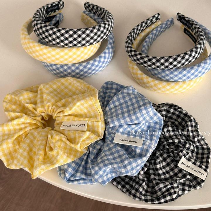 清新可爱格纹发箍女感发箍海绵高颅顶发夹日常百搭新款发饰