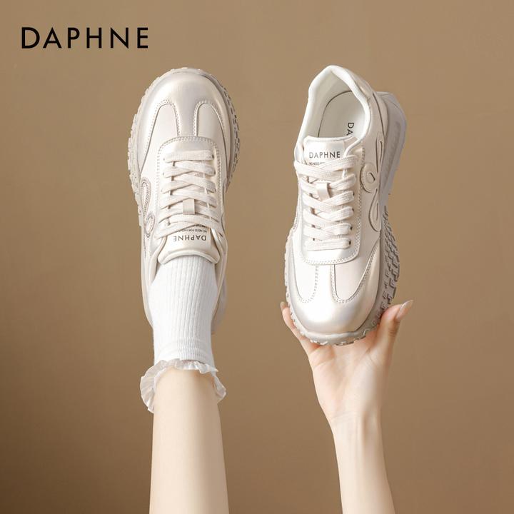 达芙妮品牌正品德训鞋女款25秋季新款透气运动百搭厚底休闲阿甘鞋