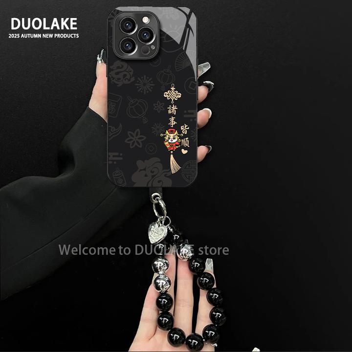 诸事皆顺龙适用苹果vivo华为oppo小米iPhone17电镀玻璃防摔手机壳